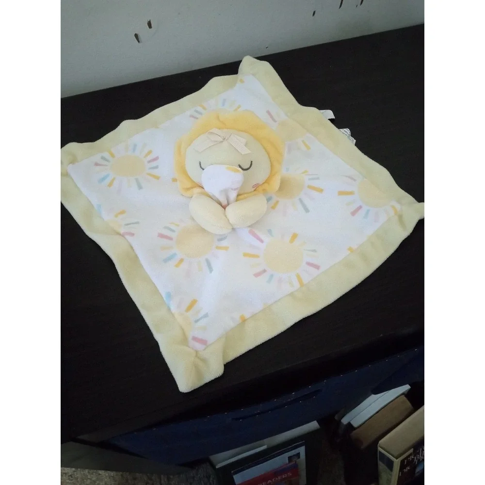 Lullaby Lane Baby Sun Lovey Security Blanket Yellow Plush Sunburst Print Snuggle